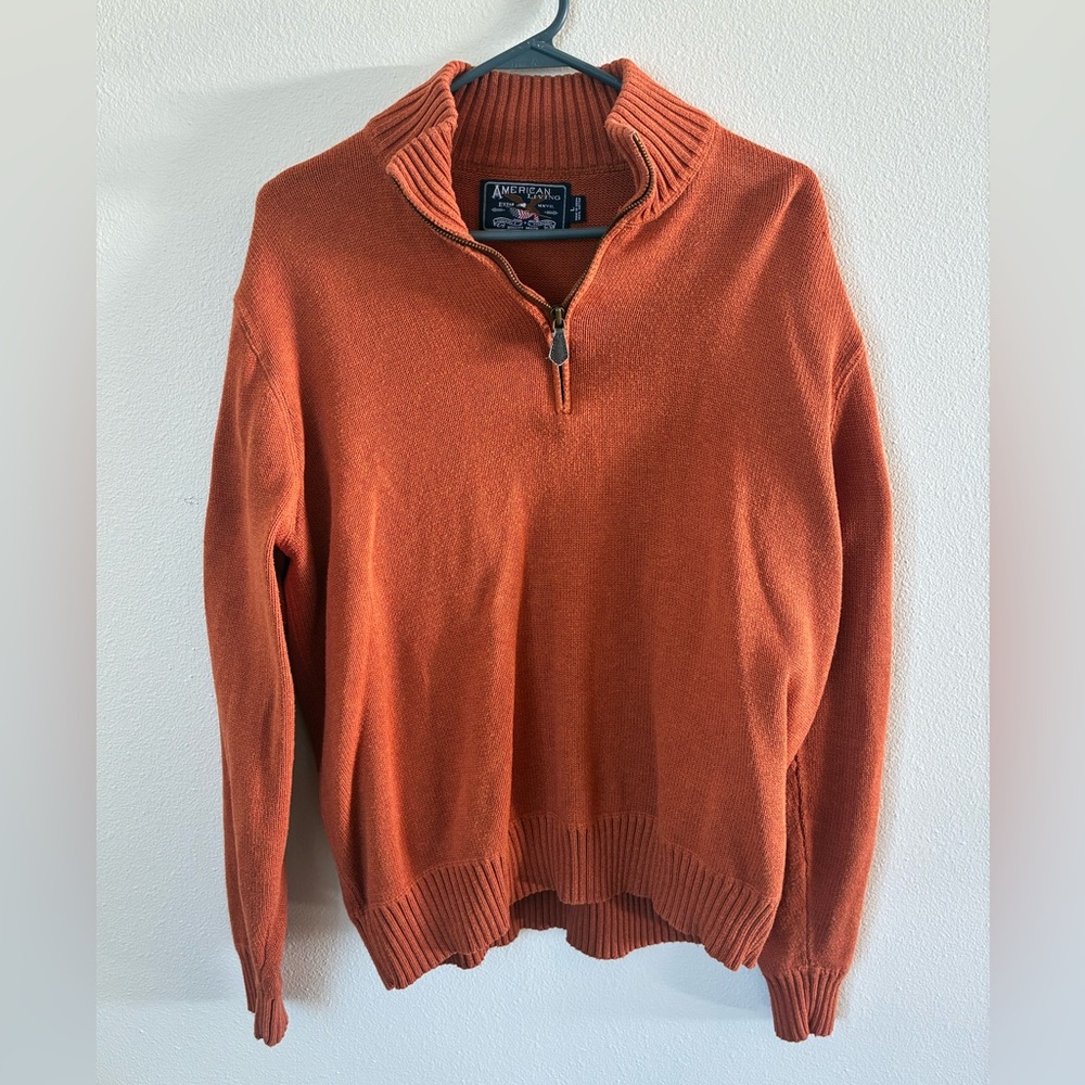 Large Orange American Living quarter-zip sweater in cotton